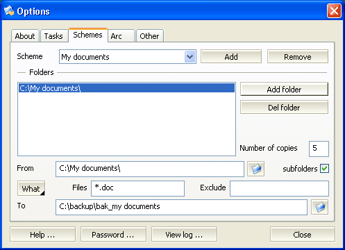 AWbackup 3.1.0 software screenshot