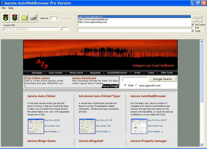 Aarons Auto-Browse 3.1 software screenshot