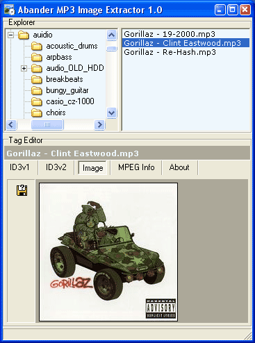 Abander MP3 Image Extractor 1.1 software screenshot