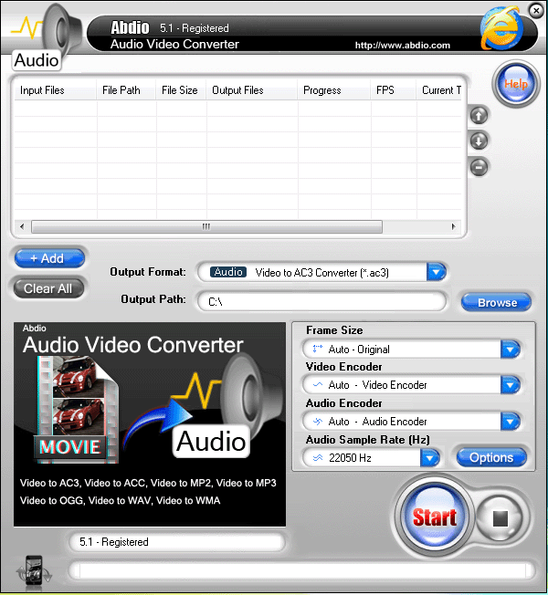 Abdio Audio Video Converter 6.66 software screenshot