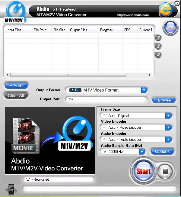 Abdio M1V M2V Video Converter 6.67 software screenshot