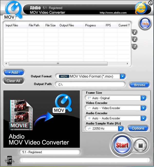Abdio MOV Video Converter 6.7 software screenshot