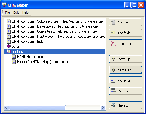 Abee CHM Maker freeware 1.6 software screenshot