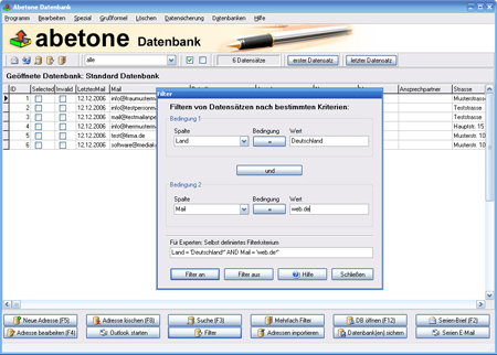 Abetone-Datenbank 8.1.5 software screenshot