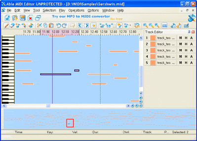 Able MIDI Editor 1.3 software screenshot