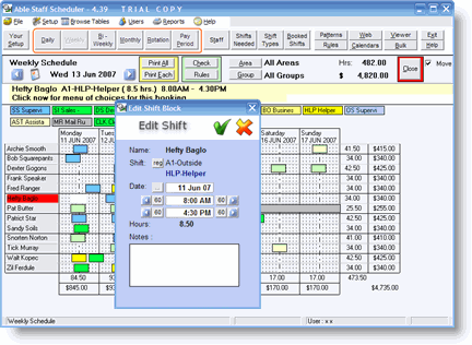 Able Staff Scheduler 5.0.91 software screenshot