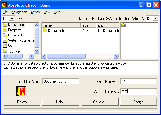 Absolute CHAOS 3.8 software screenshot