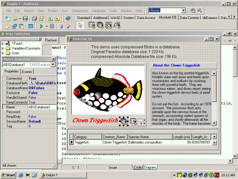 Absolute Database 7.12 software screenshot