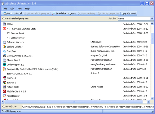 Absolute Uninstaller 5.3.1.21 software screenshot