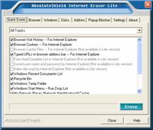 AbsoluteShield Internet Eraser Lite 2.49 software screenshot