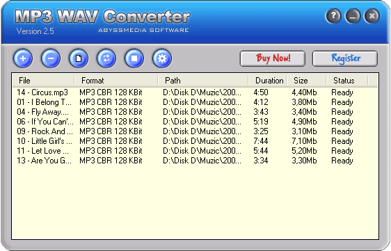 AbyssMedia MP3 to WAV Converter 2.85 software screenshot