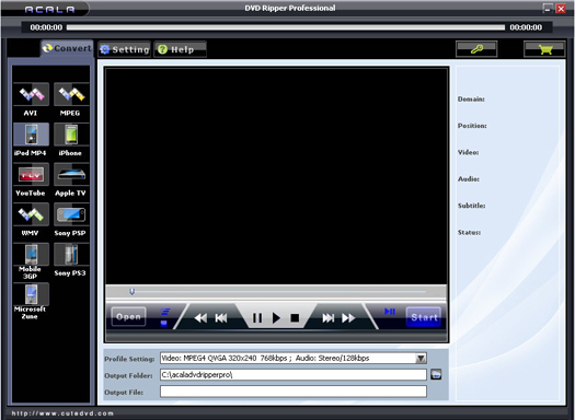 Acala DVD Ripper Professional 6.3.9.326 software screenshot
