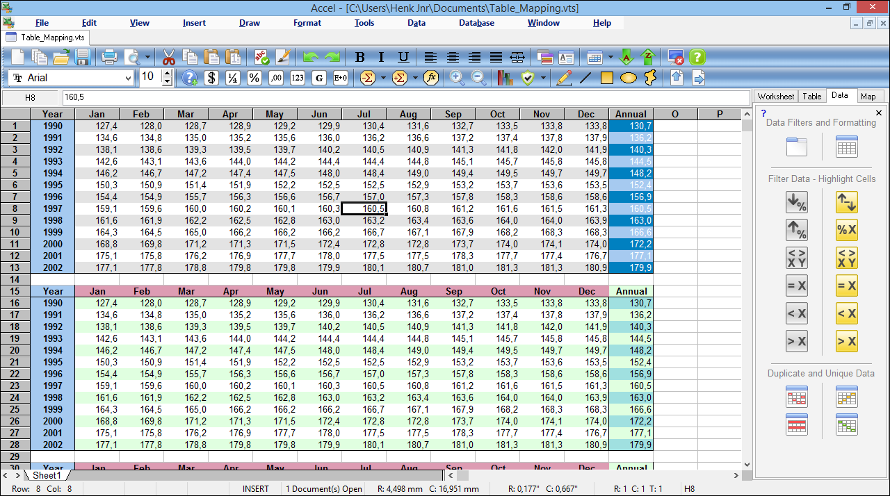 Accel Spreadsheet 8.44.2 software screenshot