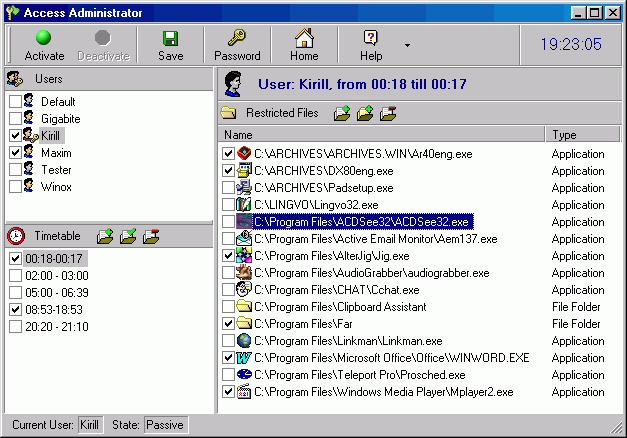 Access Administrator Pro 5.118 software screenshot