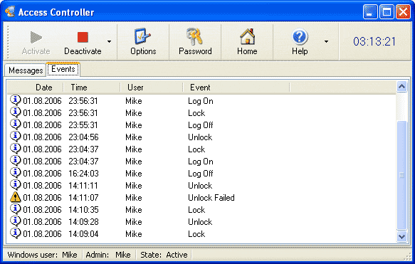 Access Controller 3.399 software screenshot