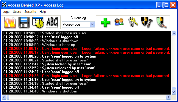 Access Denied XP 1.2 software screenshot