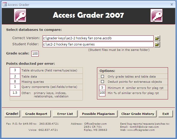 Access Grader 11.09 software screenshot