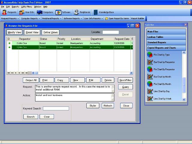 AccessAble Help Desk Pro Edition 2007 software screenshot