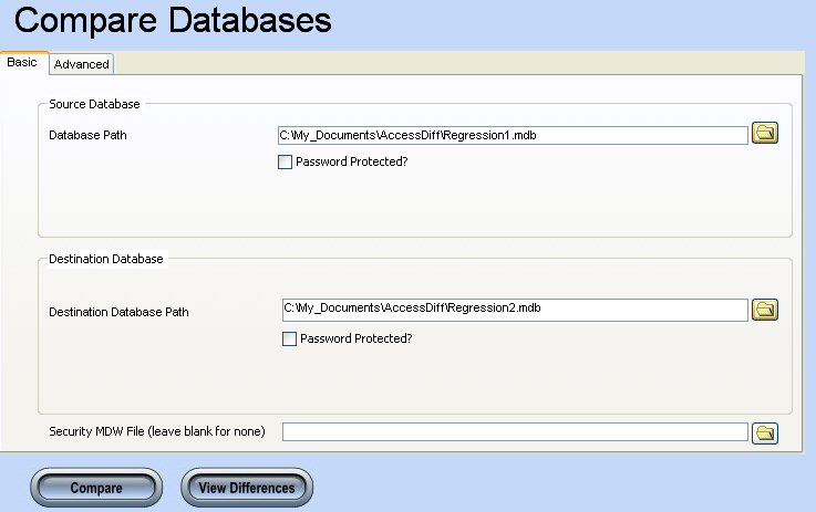 AccessDiff 4.0.0 software screenshot