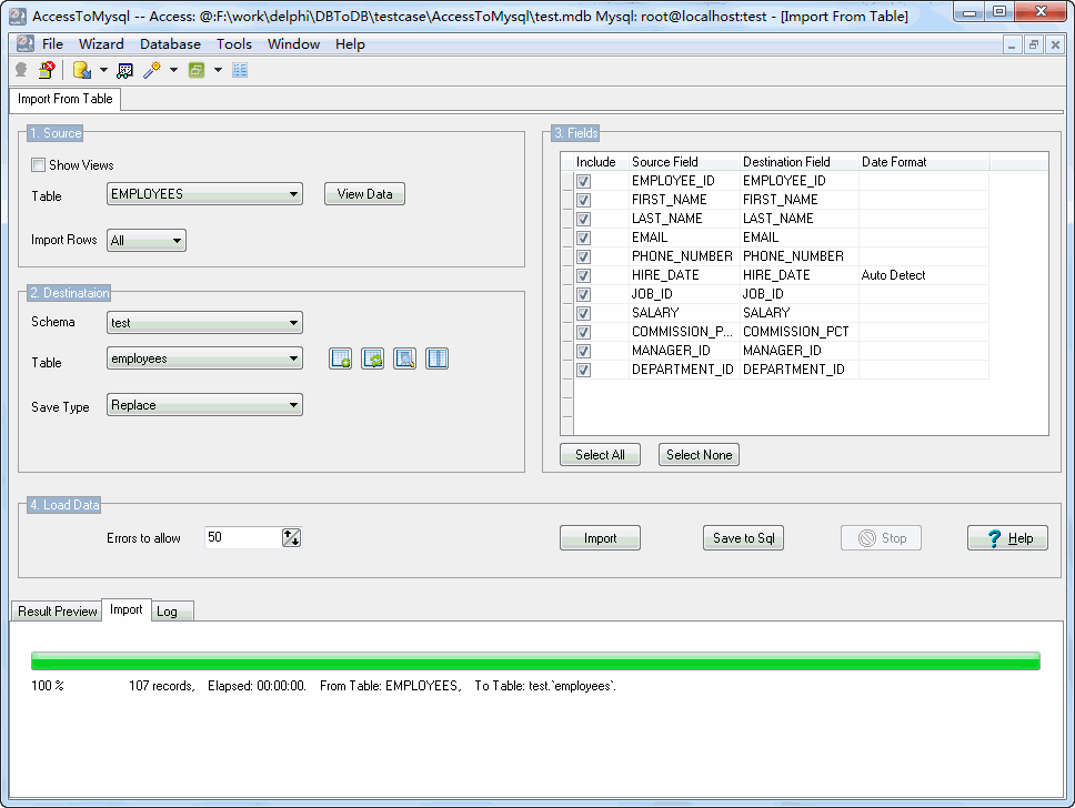 AccessToMysql 3.1.1.170421 software screenshot