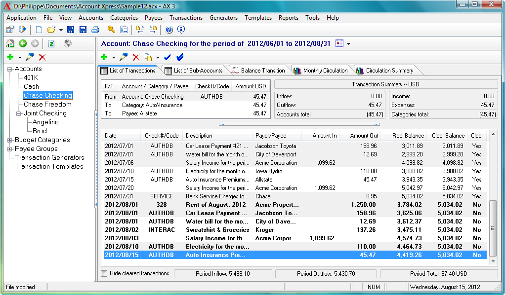 Account Xpress 3.9.2 software screenshot