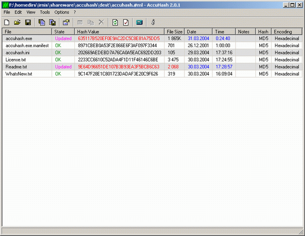 AccuHash 2.0.18 software screenshot