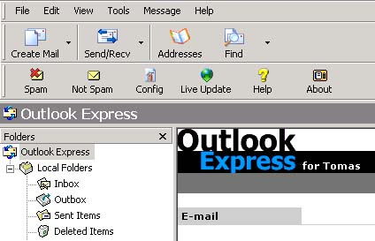 Accurate Spam For Outlook Express 1.2 software screenshot