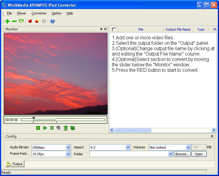 Ace AVI/MPEG iPod Converter 2011.1105 software screenshot