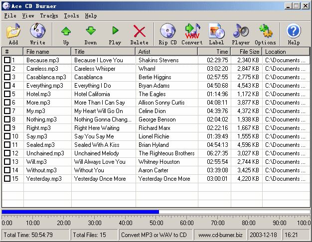Ace CD Burner 1.31 software screenshot