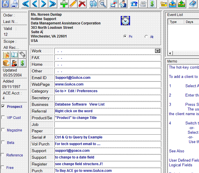 Ace Contact Manager 7.1.57.0 software screenshot