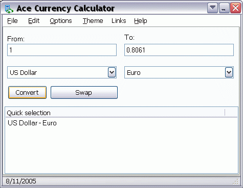 Ace Currency Calculator 1.3.1 software screenshot