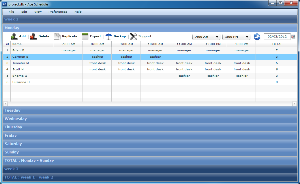 Ace Schedule 5.14 software screenshot