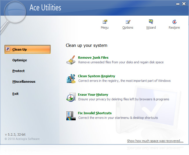 Ace Utilities 6.3.0.292 software screenshot