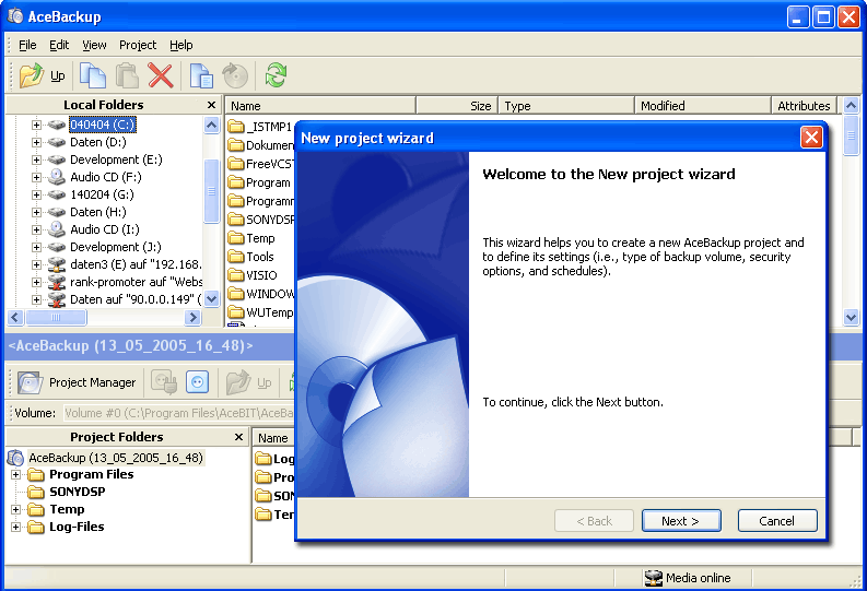 AceBackup 3.0.1 software screenshot