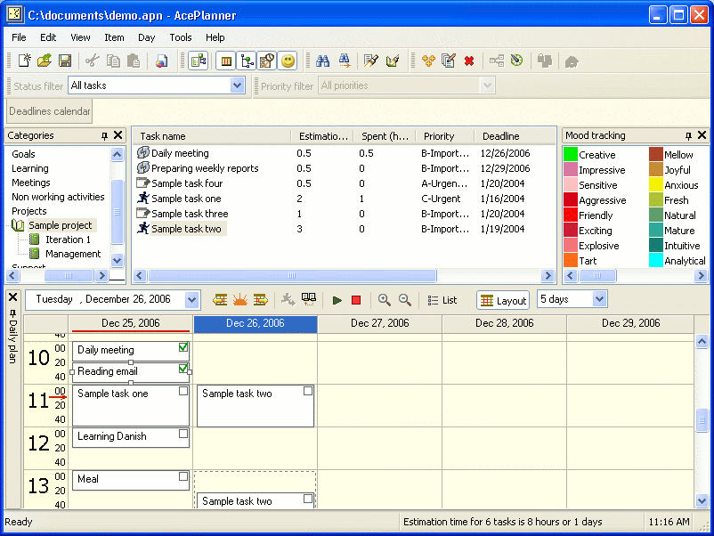 AcePlanner 1.2.55 software screenshot