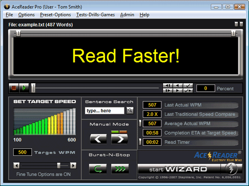 AceReader Pro Deluxe Network 8.1.0 software screenshot