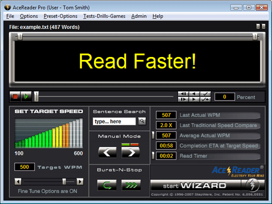 AceReader Pro 8.1.0 software screenshot