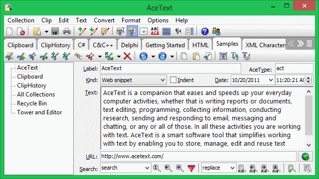AceText 3.4.1 software screenshot