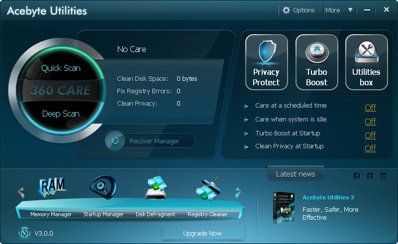Acebyte Utilities 3.0.7 software screenshot