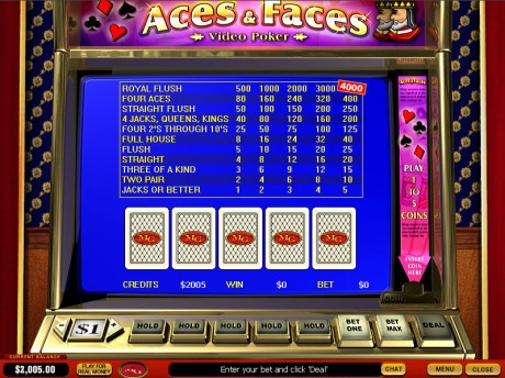 Aces And Faces Video Poker 1.0 software screenshot