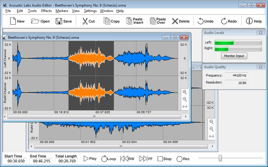 Acoustic Labs Audio Editor 1.5 software screenshot