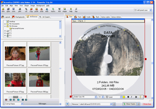 Acoustica CD/DVD Label Maker 3.33 software screenshot