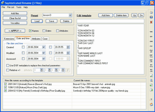 Acritum Sophisticated Rename 3.105 software screenshot