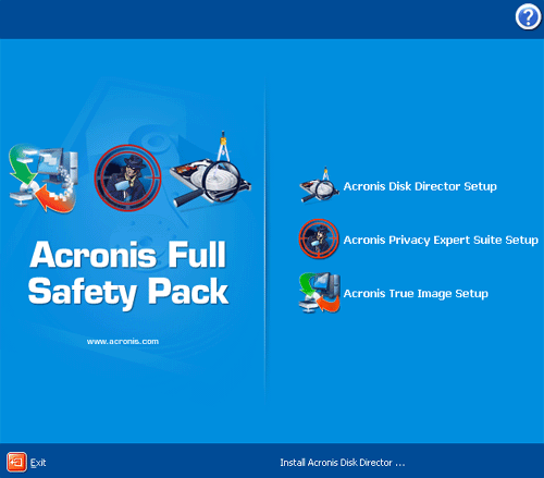 Acronis Full Safety Pack 1.0 software screenshot