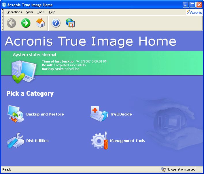 Acronis True Image New Generation 2017 21.0.6116 software screenshot