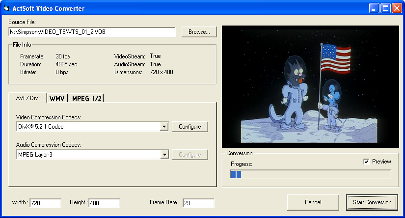 ActSoft Video Converter ActiveX 3.2 software screenshot