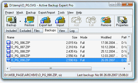Active Backup Expert 2.11 software screenshot