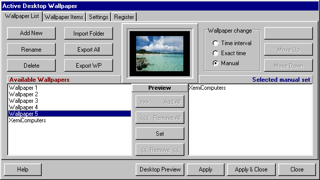 Active Desktop Wallpaper 1.1 software screenshot