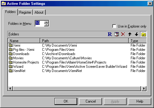 Active Folder 1.0 software screenshot