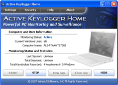 Active Keylogger Home 2.2.7.3989 software screenshot